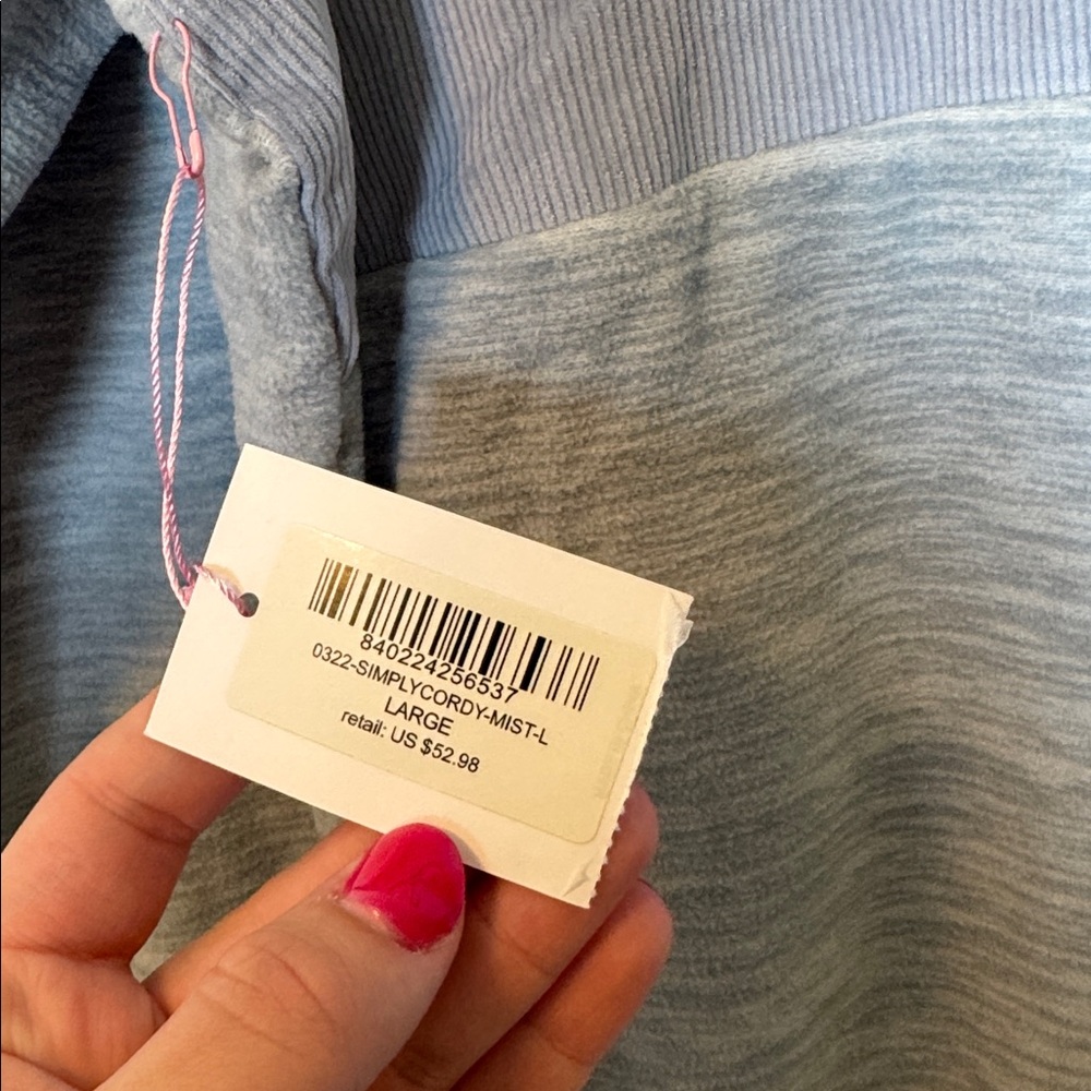 NWT Simply Southern Light Blue Heathered Quarter-Zip Fleece Pullover - Picture 4 of 7